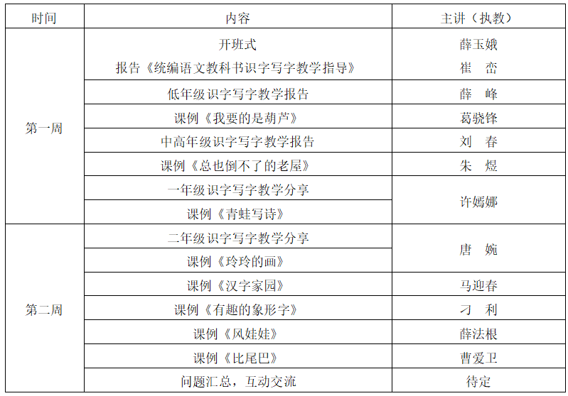 第三期统编语文识字写字教学专题线上研修班